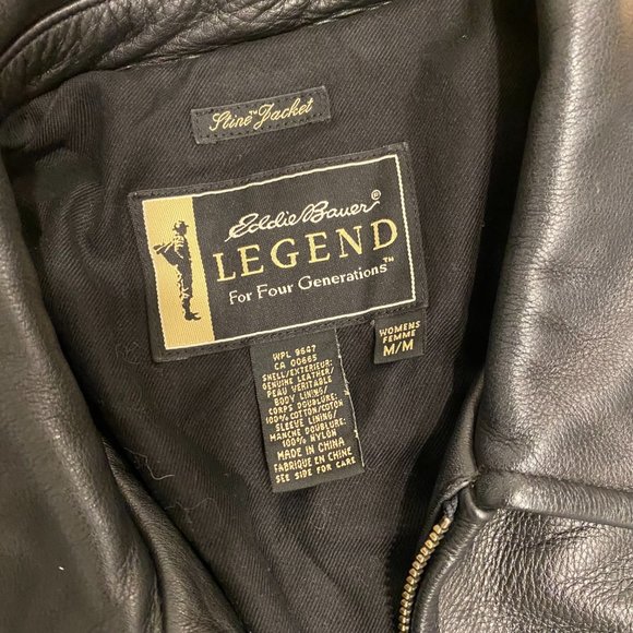 Eddie Bauer Black Pebbled Genuine Black Leather Jacket - Picture 4 of 5